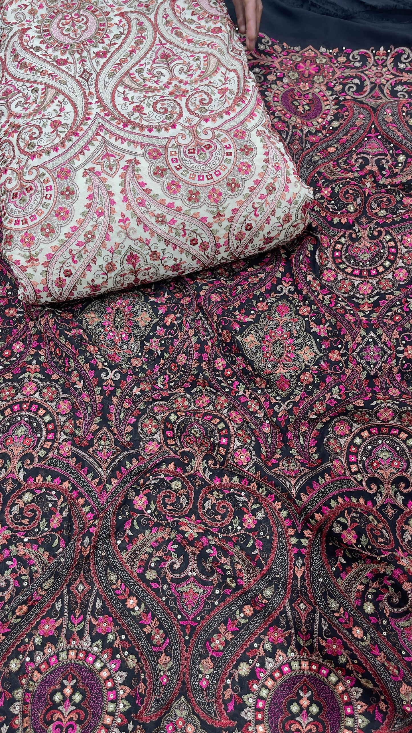 Georgette Kashmiri Embroidery Fabric for Men’s Kurta – Premium Ethnic Wear