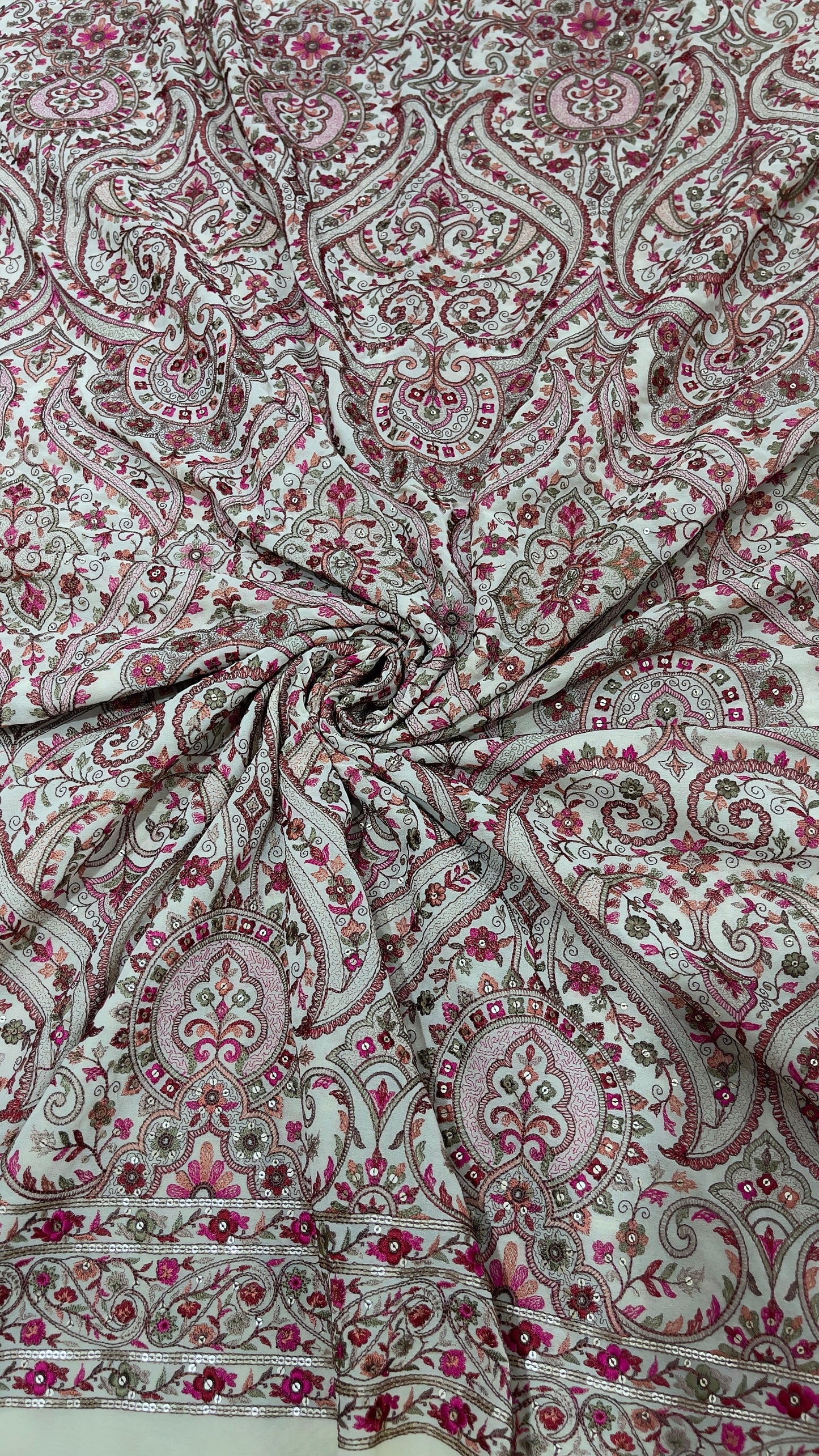 Georgette Kashmiri Embroidery Fabric for Men’s Kurta – Premium Ethnic Wear