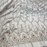 Silk Tissue Embroidery Fabric with Intricate Sequin & Stone Work