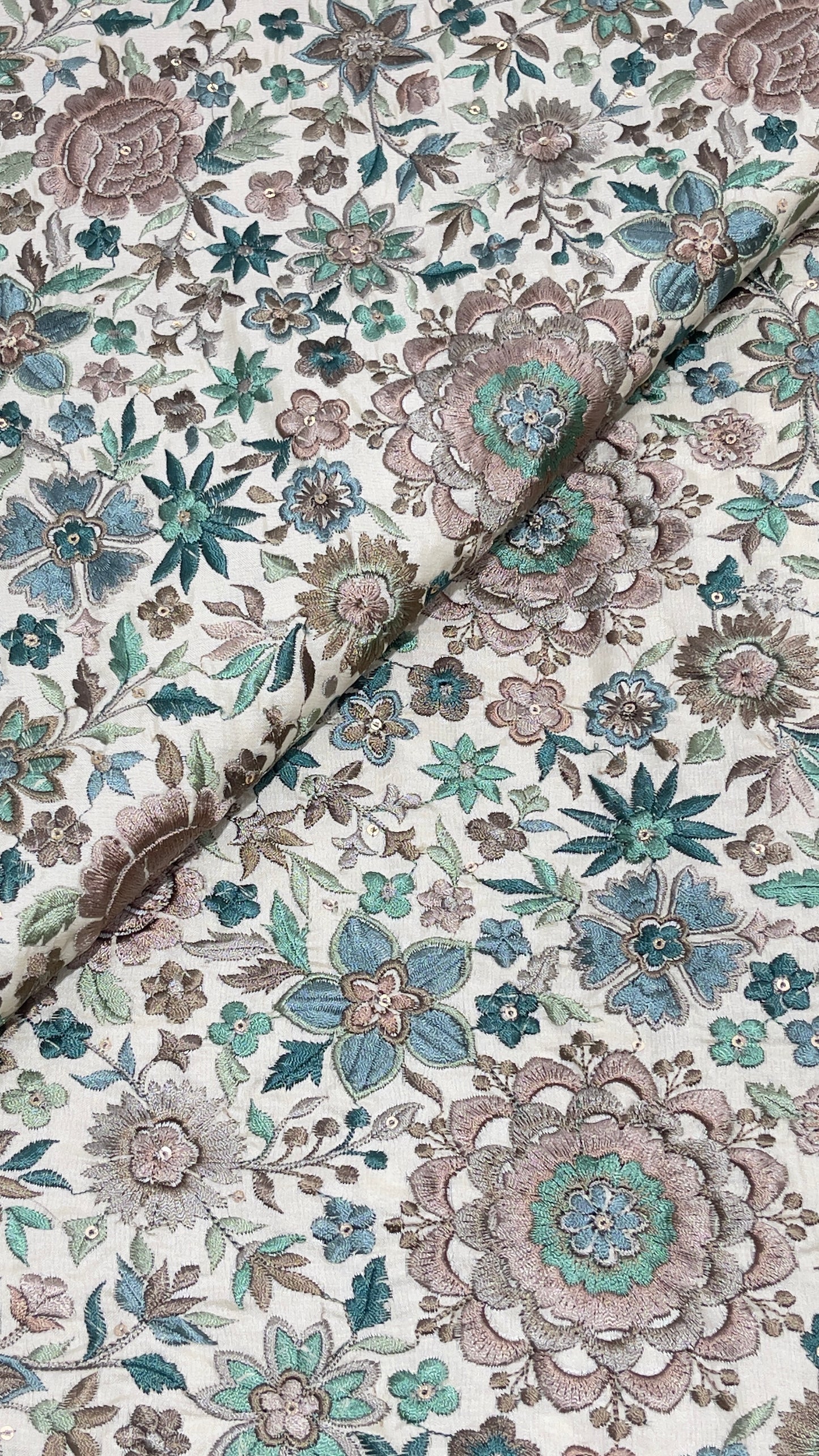 Premium Dupion Embroidery Fabric – Floral Designer Ethnic Wear Fabric