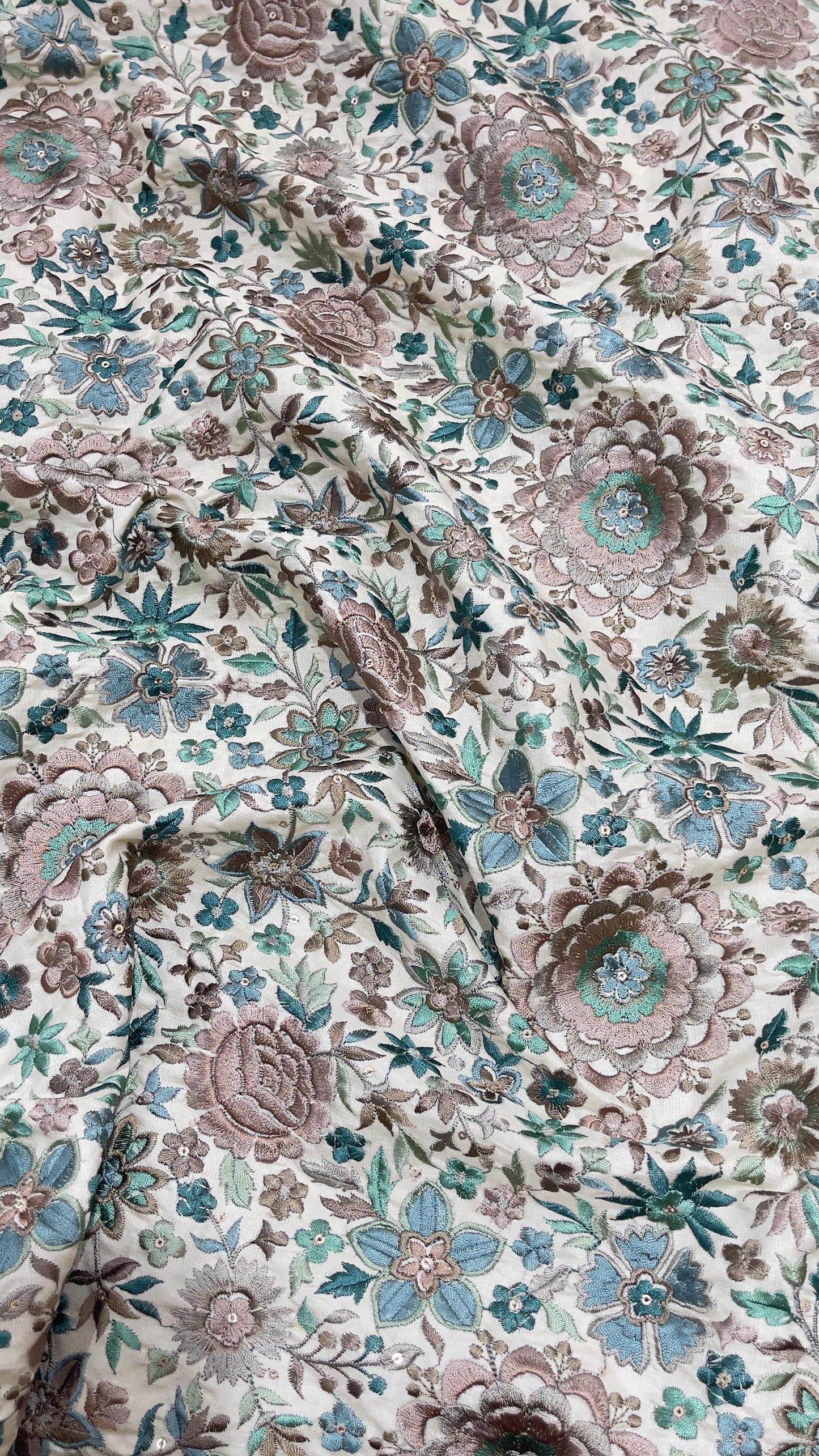 Premium Dupion Embroidery Fabric – Floral Designer Ethnic Wear Fabric