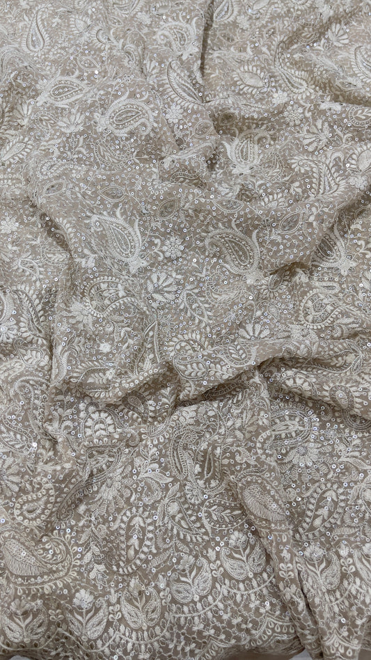 Premium Georgette Embroidery Fabric for Men’s Kurta – Elegant Festive Wear