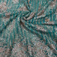 Dusty Lavender Net Fabric with Champagne Gold Floral Embroidery