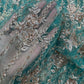 Dusty Lavender Net Fabric with Champagne Gold Floral Embroidery