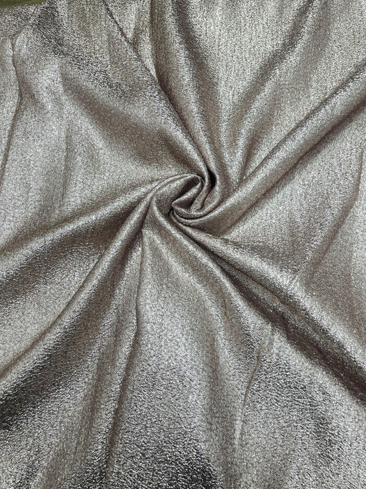 Luxury Imported Metallic Shimmer Fabric – Silver Grey Gradient Party Wear Material