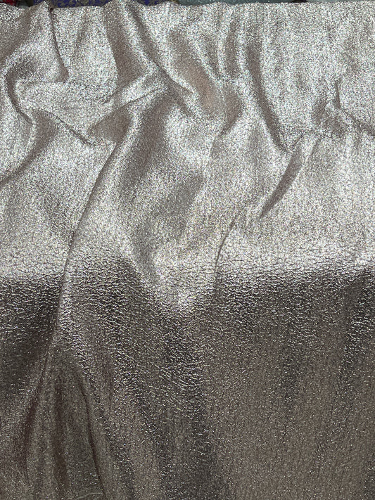 Luxury Imported Metallic Shimmer Fabric – Silver Grey Gradient Party Wear Material