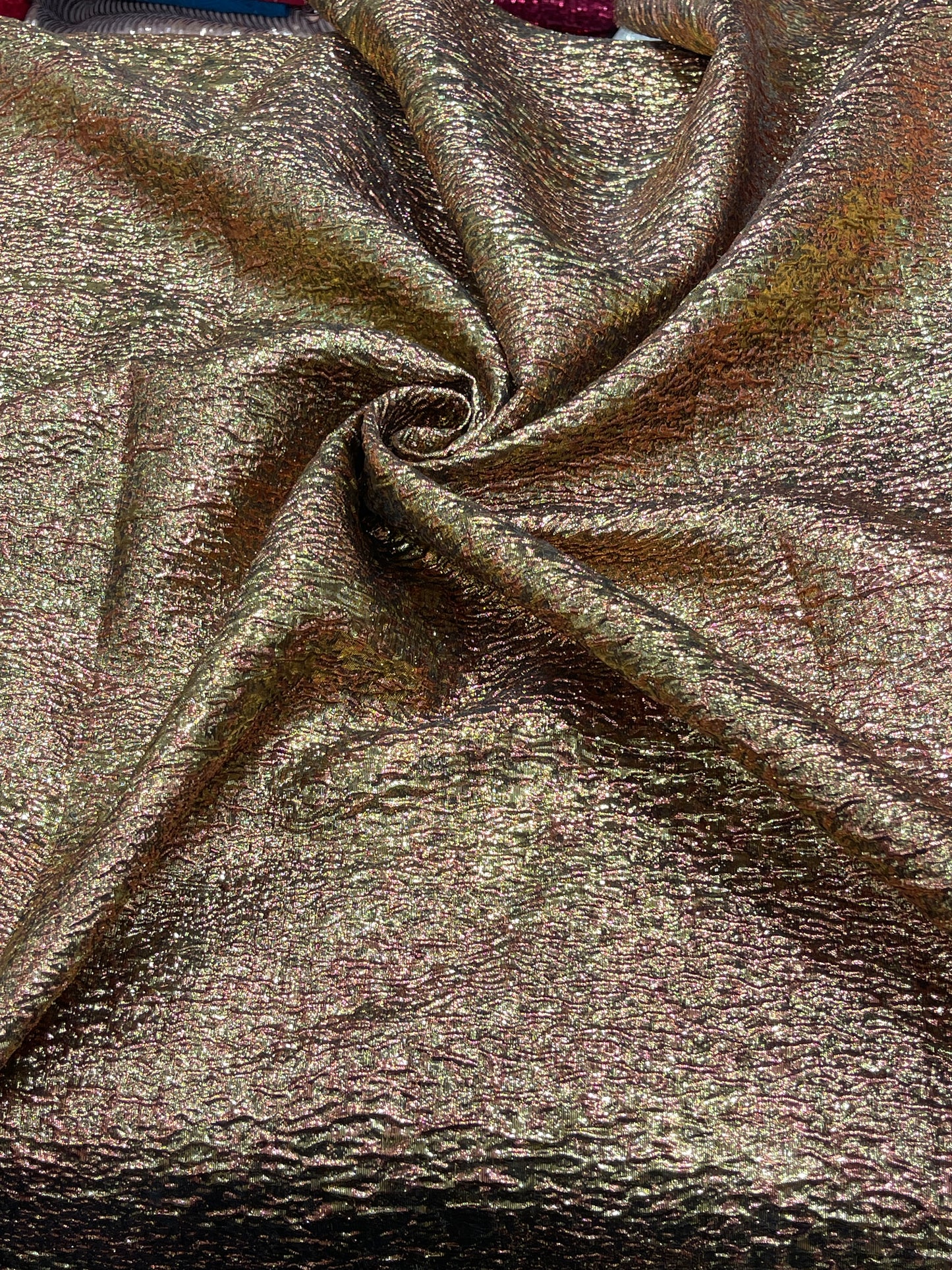 Imported Crushed Metallic Fabric – Champagne Gold Luxury Finish