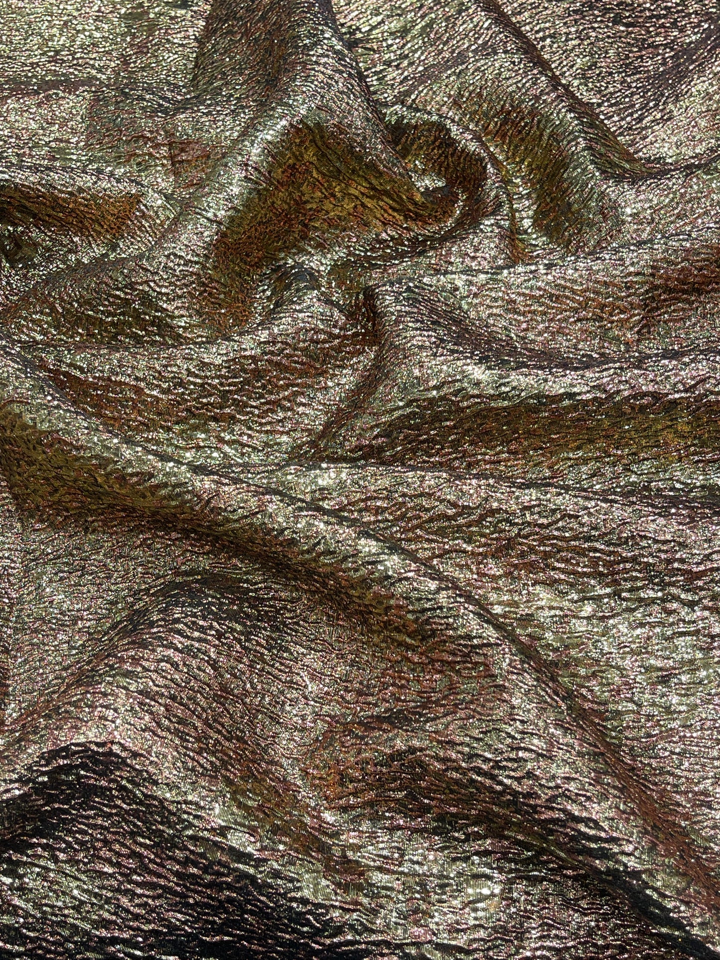 Imported Crushed Metallic Fabric – Champagne Gold Luxury Finish