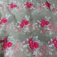 Olive Green Hot Pink Floral Organza Embroidery Fabric – Designer Sheer Fabric for Festive & Couture Wear