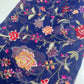 Midnight Blue Floral Organza Embroidery Fabric – Multicolor Thread Work
