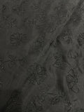 Black Organza Cut Dana Embroidered Fabric – Floral Sequin Work for Designer Wear