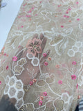 Premium Organza Embroidery Fabric – Blush Floral Sheer Designer Collection