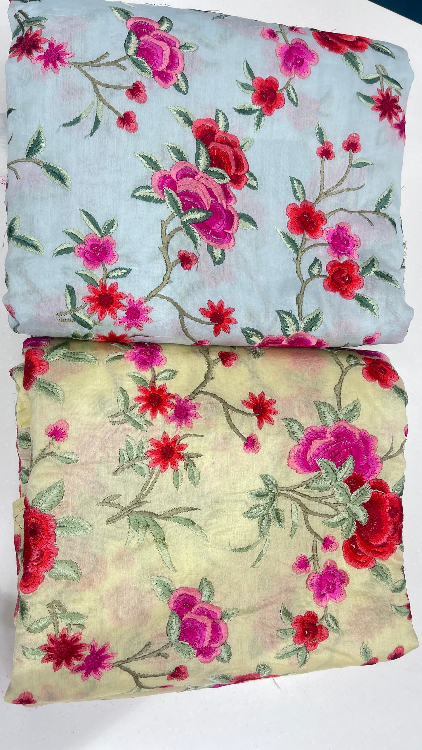 Chanderi Silk Embroidered Fabric – Premium Multicolor Floral Designer Ethnic Material