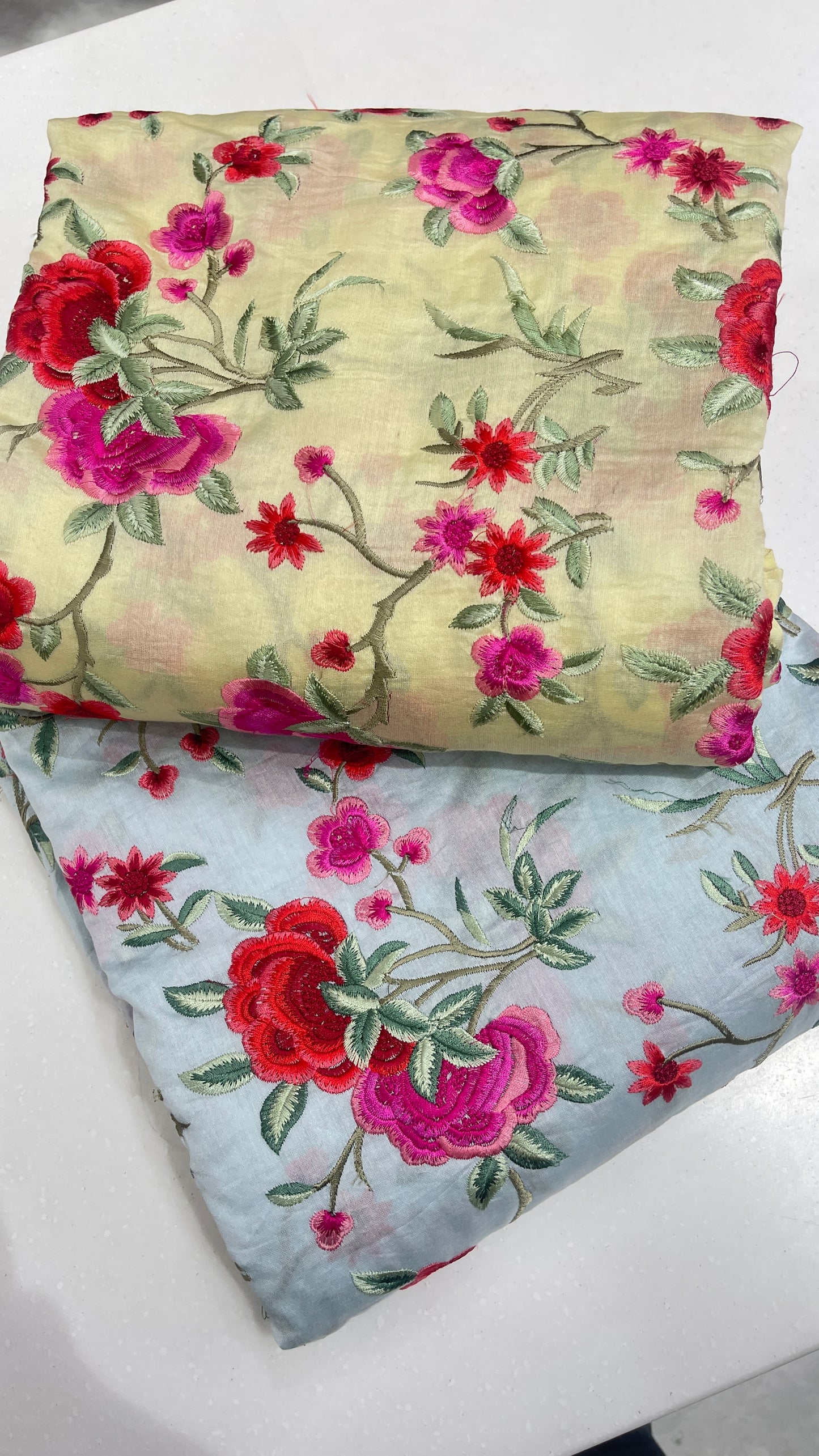Chanderi Silk Embroidered Fabric – Premium Multicolor Floral Designer Ethnic Material