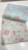 Chanderi Silk Embroidered Fabric – Elegant Pastel Floral Vine Designer Material