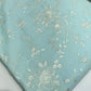 Powder Blue Linen Embroidered Fabric with Ivory Floral Threadwork