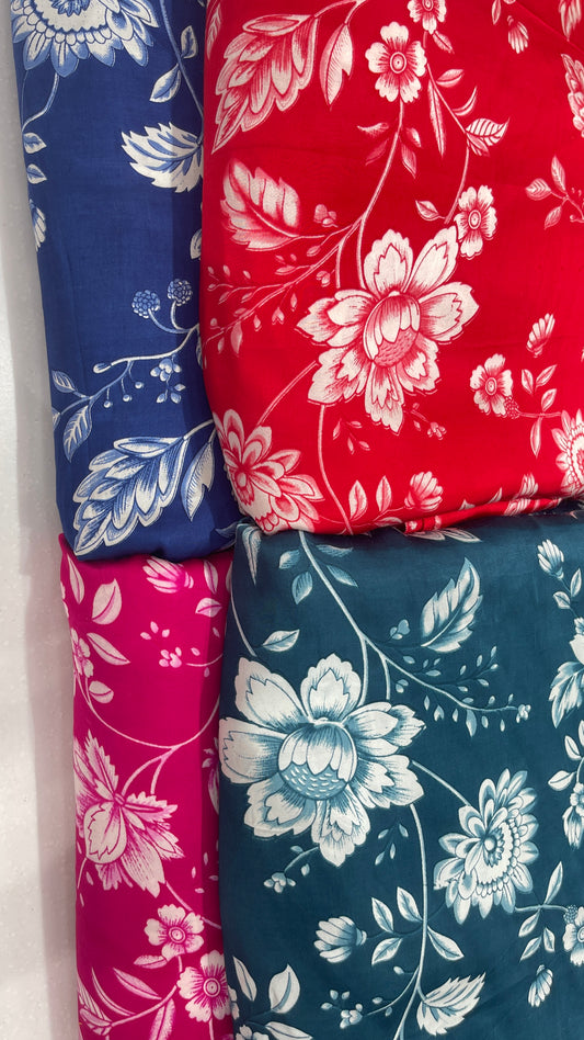 Modal Satin Floral Printed Fabric – Ultra Soft Luxury Dress & Kurti Material