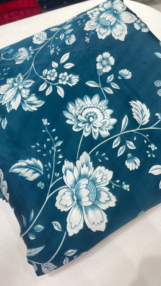 Modal Satin Floral Printed Fabric – Ultra Soft Luxury Dress & Kurti Material