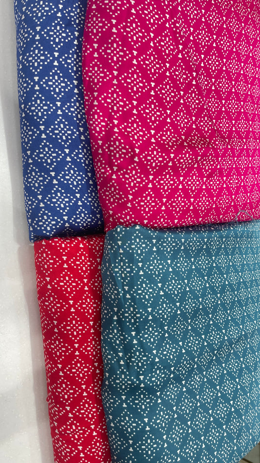 Modal Satin Printed Fabric – Ultra Soft Geometric Diamond Pattern Premium Dress Material