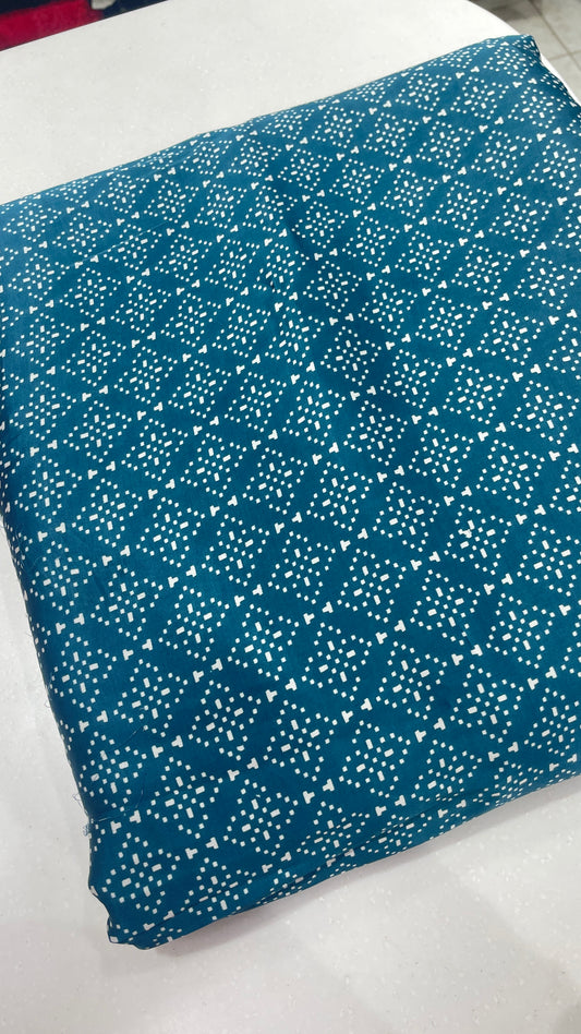 Modal Satin Printed Fabric – Ultra Soft Geometric Diamond Pattern Premium Dress Material