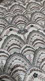 Designer Scallop Pattern Net Embroidery Fabric with Sequins & Beadwork – Bridal Couture Material