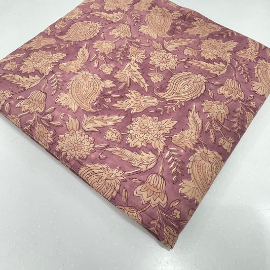 Dusty Rose Mughal Floral Cotton Print Fabric – Premium Soft Breathable Cotton for Apparel & Home Decor