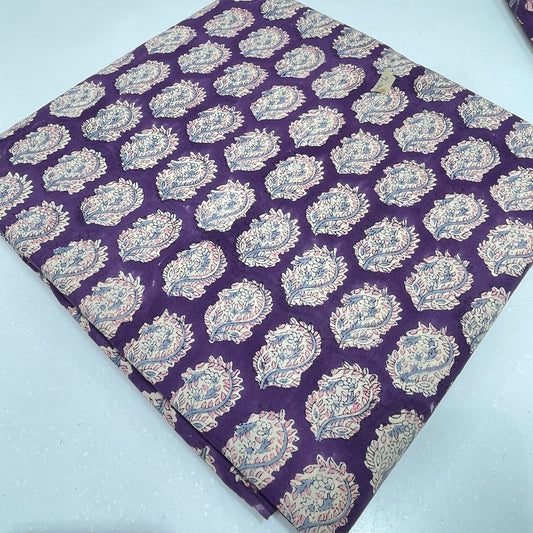 Premium Purple Paisley Cotton Print Fabric – Soft & Breathable Multipurpose Cotton Material