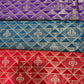 Luxury Geometric Zari Brocade Fabric – Premium Silk Blend with Gold Weaving (Multi-Color Options)
