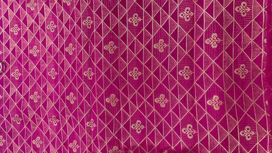 Luxury Geometric Zari Brocade Fabric – Premium Silk Blend with Gold Weaving (Multi-Color Options)