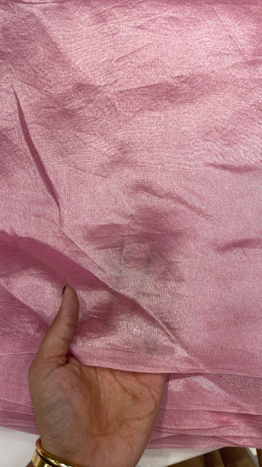 Pure Silk Tissue Plain Fabric – Metallic Gunmetal Grey Luxury Silk Fabric