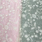 Premium Floral Embroidered Net Fabric – Pastel Pink & Sage Green