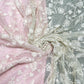 Premium Floral Embroidered Net Fabric – Pastel Pink & Sage Green
