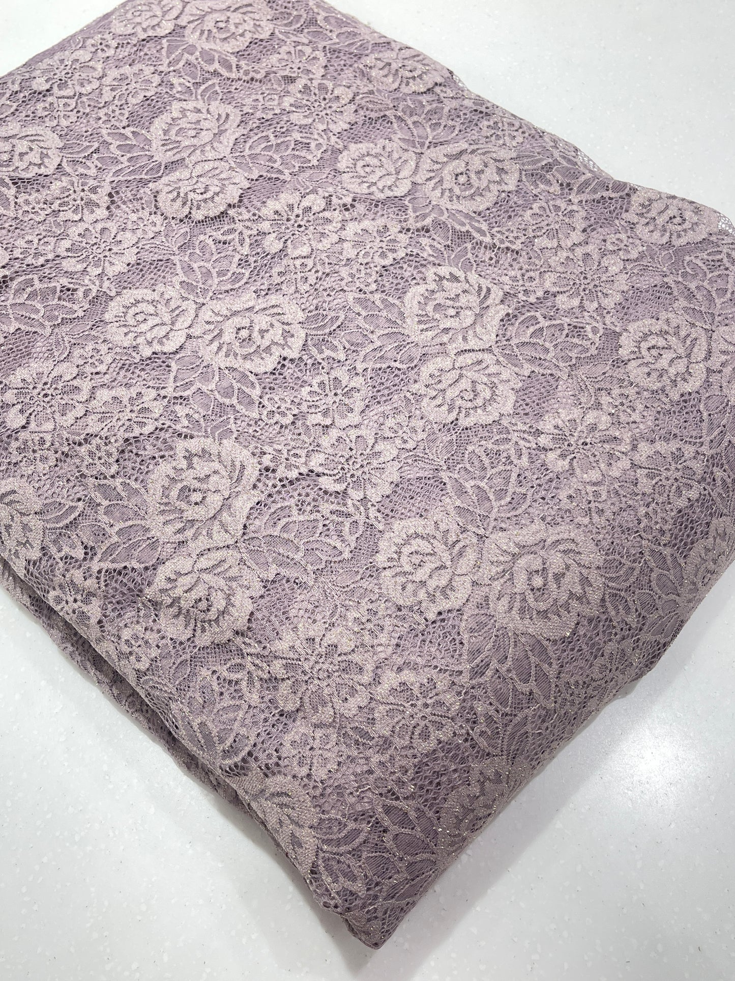 Premium Floral Chantilly Lace Fabric with Metallic Rose Embroidery