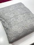 Premium Floral Chantilly Lace Fabric with Metallic Rose Embroidery