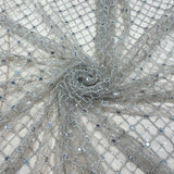 Premium Net Embroidery Fabric with Sequins & Mirror Work