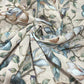 Beige Georgette Fabric with Blue & Brown Floral Digital Print