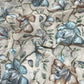 Beige Georgette Fabric with Blue & Brown Floral Digital Print
