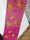 Pure Silk Tissue Embroidery Fabric – Pink & Mustard Floral
