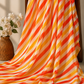 Sunset Stripe Crepe & Chiffon Fabric Combo – Orange, Yellow & White Designer Print