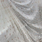 White Sheer Net Fabric with Gold & Silver Embroidery & Sequin Border