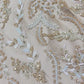 Luxury 3D Floral Sequin Embroidered Net Fabric – Silver, Champagne & Mint
